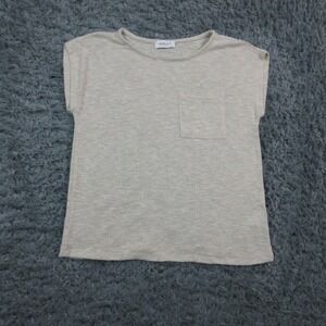 Gilli Shirt Womens Small Beige Knit Short Sleeve Pocket Top Casual Lightweight